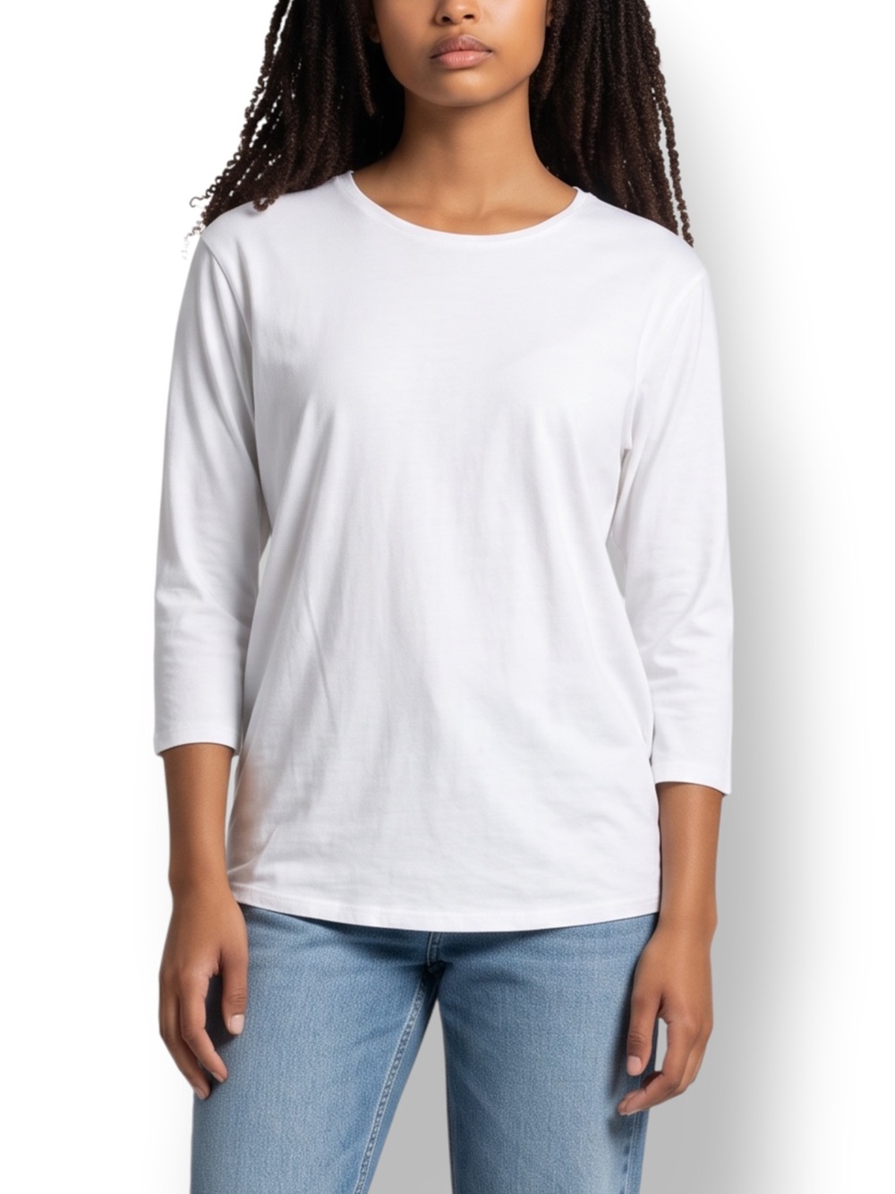 4/$20 Vintage Units White 3/4 Sleeve Tunic Top Made USA Large